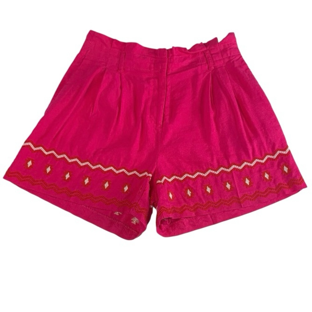 LOFT Linen Blend Embroidered Pull On Shorts Sz M